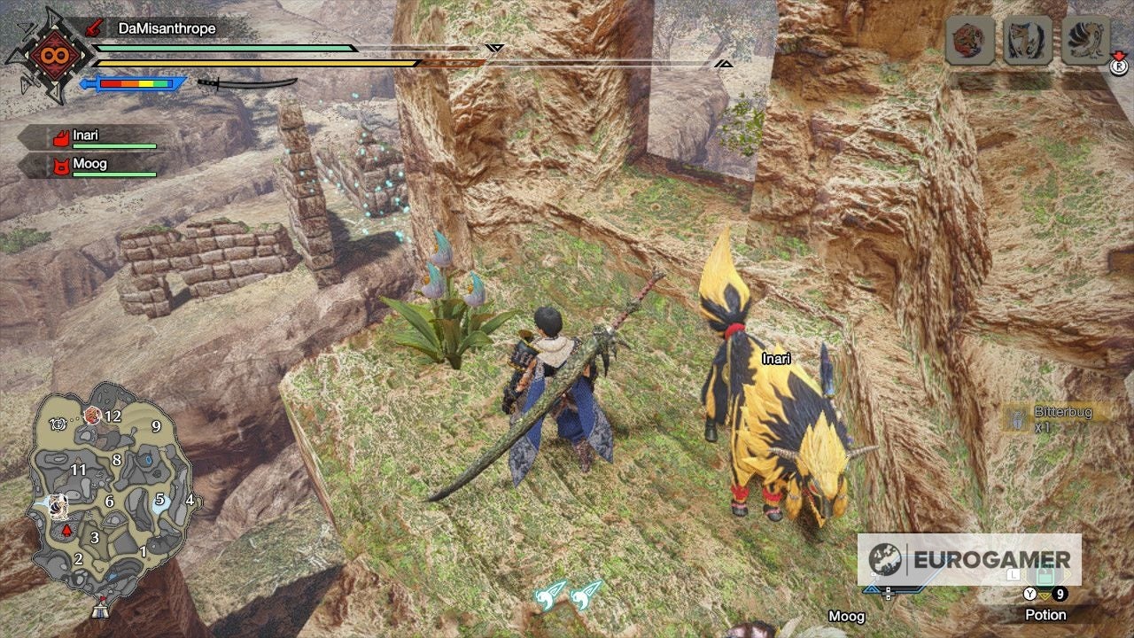 Where to find Great Wirebugs and Jewel lilies locations in Monster